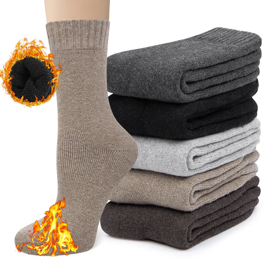 Loritta Womens Merino Wool Socks Thick Knit Warm Cushion Wool Socks for Women(5 Pairs)