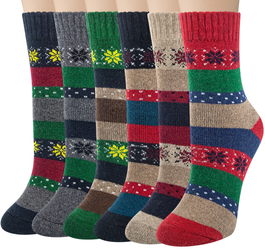 Loritta 6 Pairs Womens Socks Wool Socks Cashmere Thick Knit Warm Winter Socks for Women Gifts