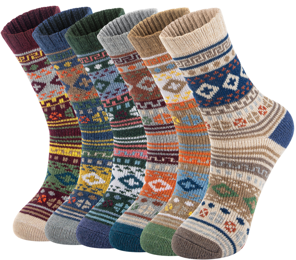 Loritta 6 Pairs Womens Socks Wool Socks Cashmere Thick Knit Warm Winter Socks for Women Gifts