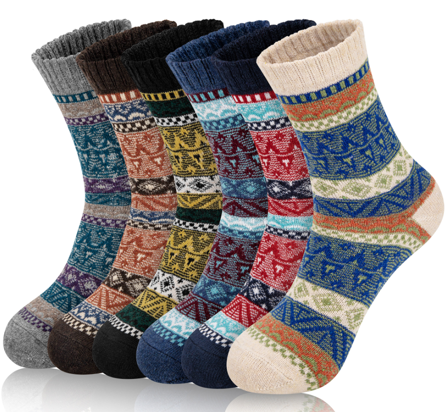 Loritta 6 Pairs Womens Socks Wool Socks Cashmere Thick Knit Warm Winter Socks for Women Gifts