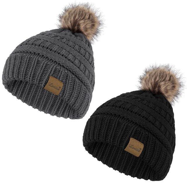Winter Beanie Hats for Men Women Thick Knit Fleece Beanie Women Men Winter Hat