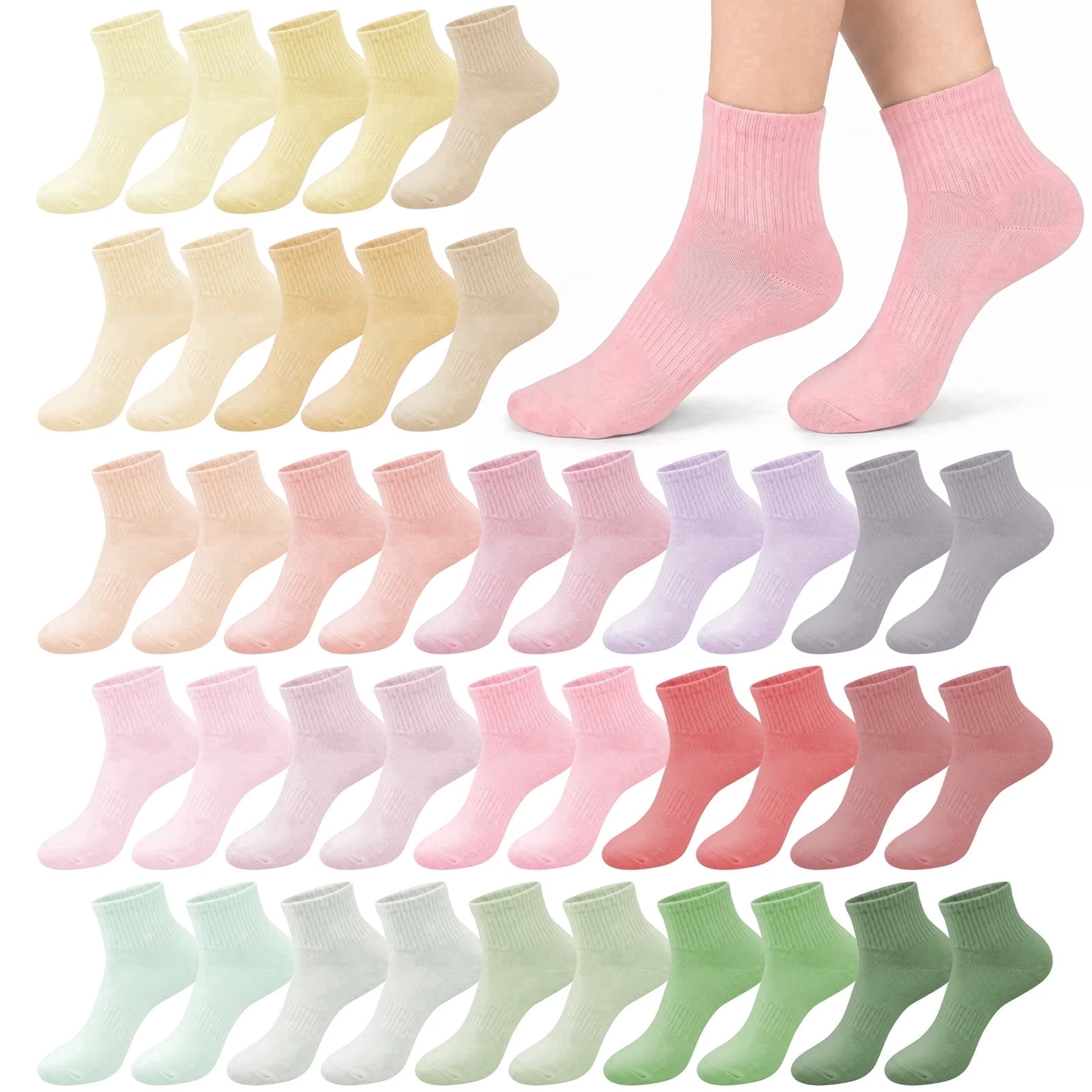Loritta 20 Pairs Womens Ankle Socks Bulk Pack, Moisture Wicking Breathable Low Cut Socks Colorful