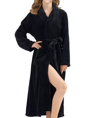 Loritta Fuzzy Soft Robes for Women, Long Plush Hooded Robe Fluffy Warm Bathrobes