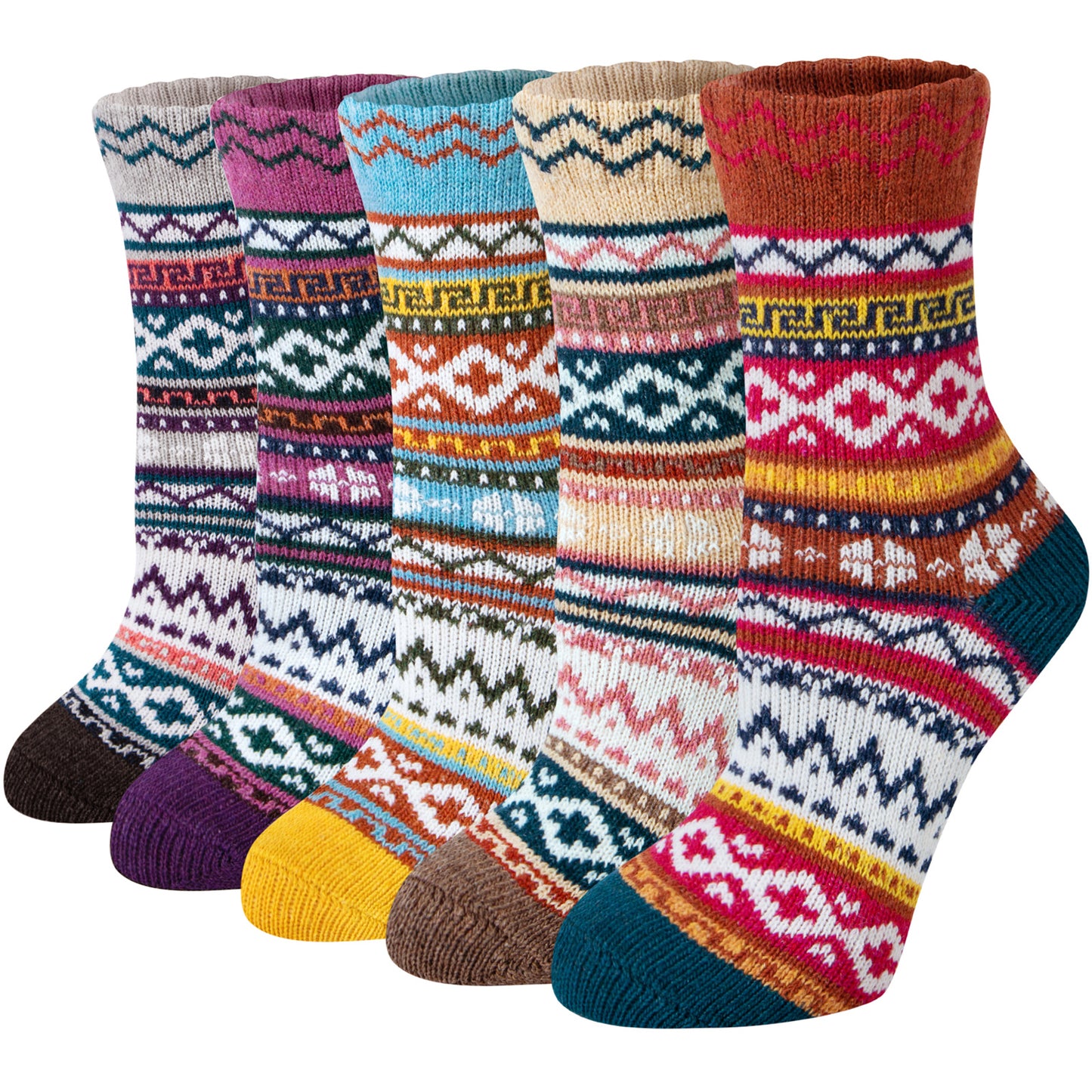 Loritta 5 Pairs Winter Socks for Women,Thick Knit Thermal Crew Wool Women Socks Gifts for Women