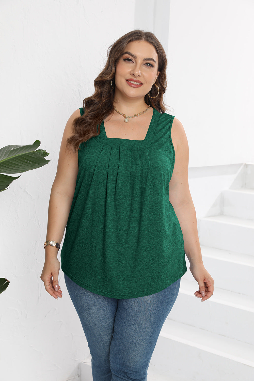 Oryer Womens Plus Size Tank Tops Sleeveless Tunic Blouses Loose Fit Tops