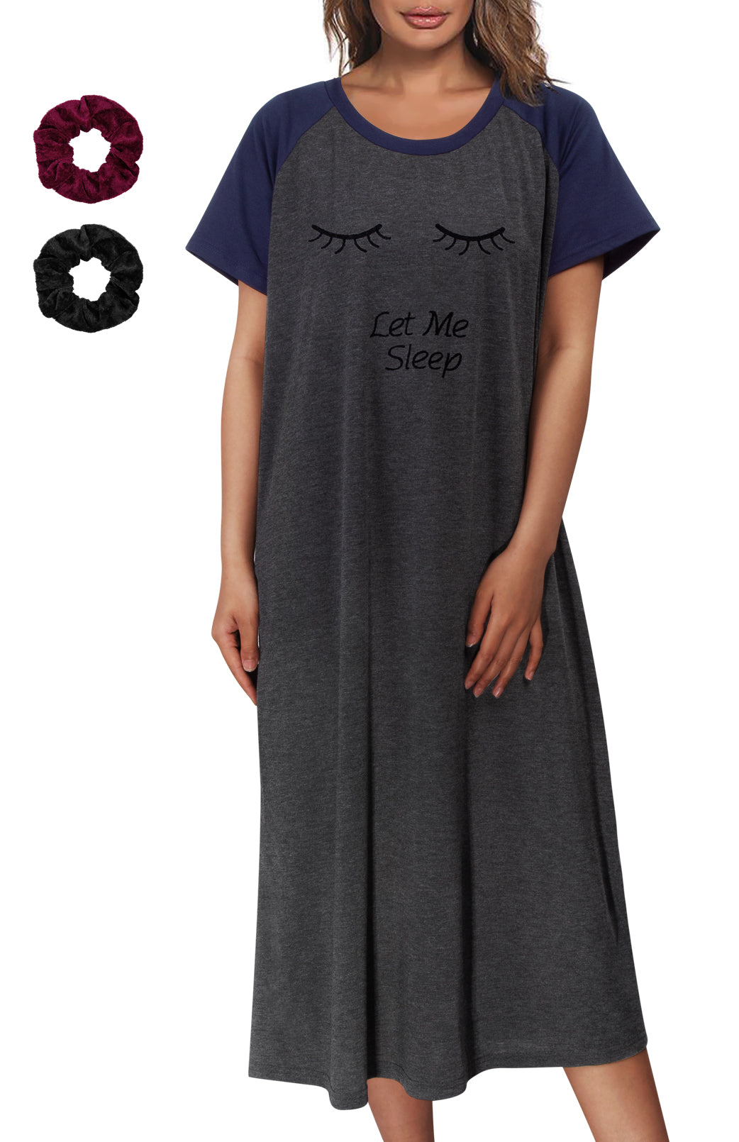 Loritta Women's Nightgown Soft Print Nightshirts for Women Short Sleeve Sleepwear