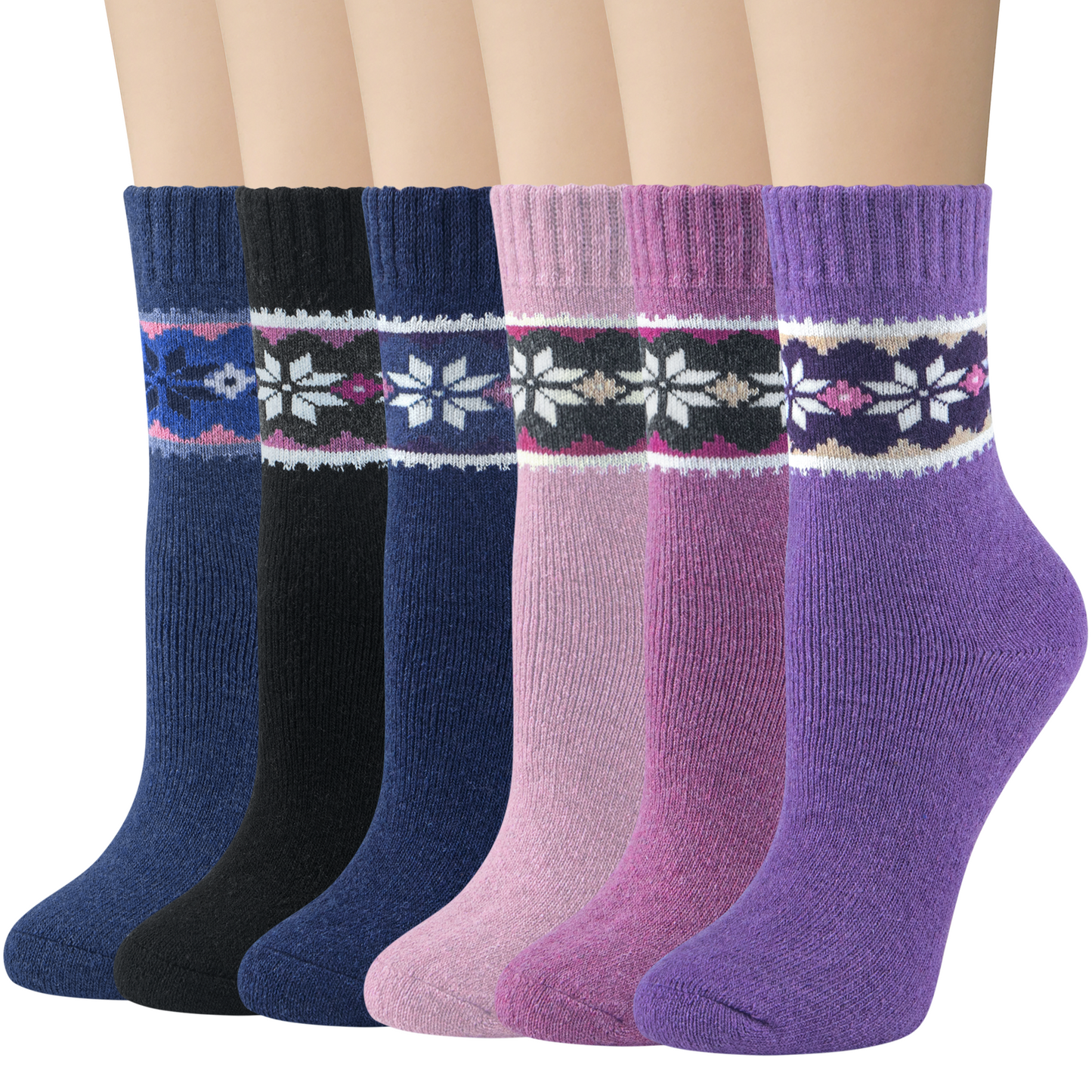 Loritta 5 Pairs Women Wool Socks Vintage Thick Warm Wool Socks for Women Gifts