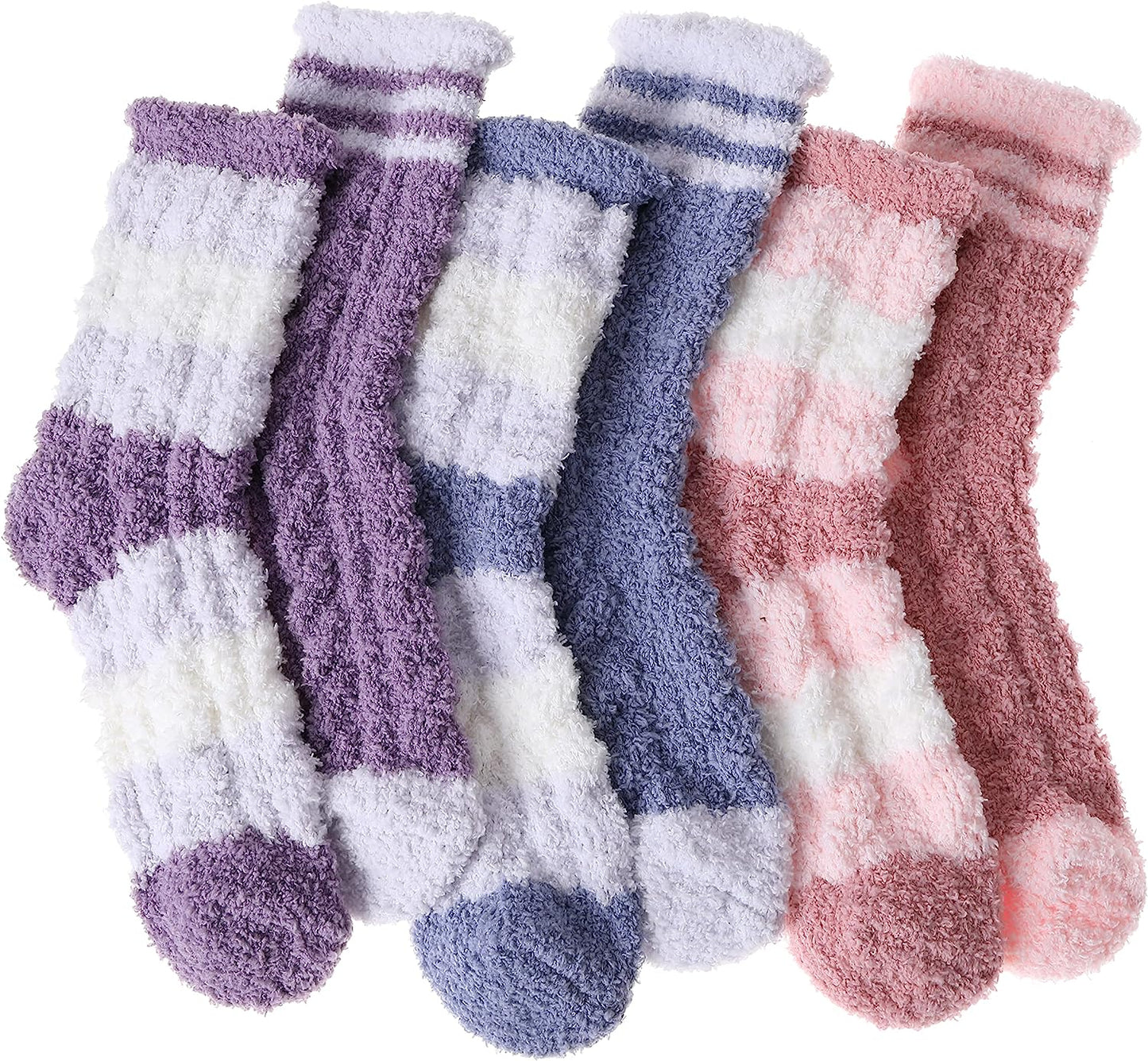 Loritta 6 Pairs Womens Fuzzy Socks Soft Winter Warm Cozy Fluffy Soft Slipper Socks Gifts
