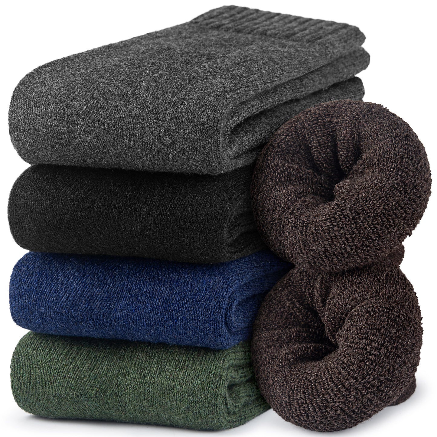 Loritta Womens Merino Wool Socks Thick Knit Warm Cushion Wool Socks for Women(5 Pairs)