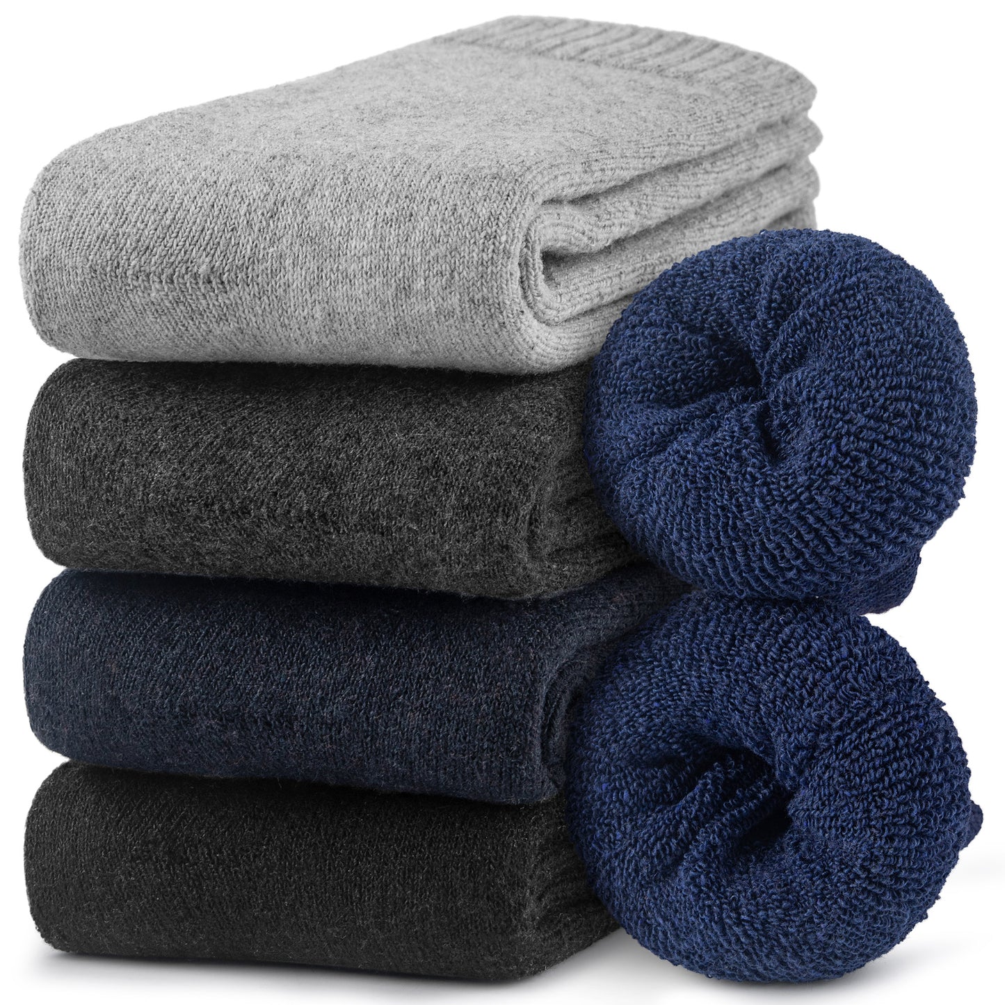 Loritta Womens Merino Wool Socks Thick Knit Warm Cushion Wool Socks for Women(5 Pairs)
