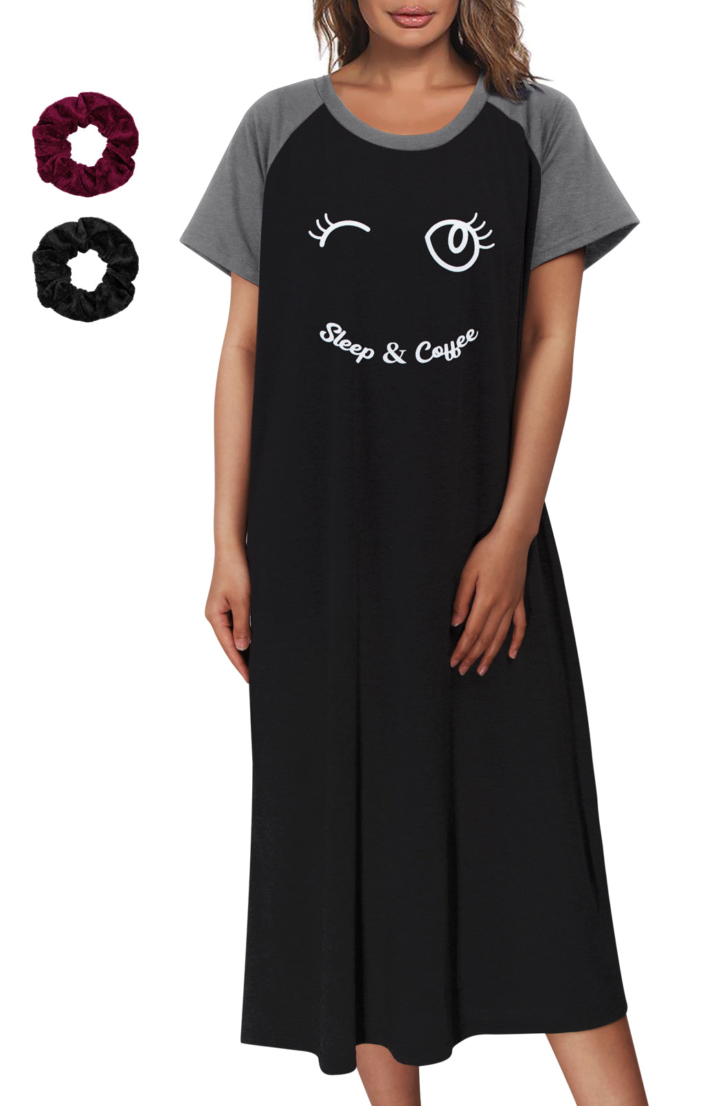 Loritta Women's Nightgown Soft Print Nightshirts for Women Short Sleeve Sleepwear