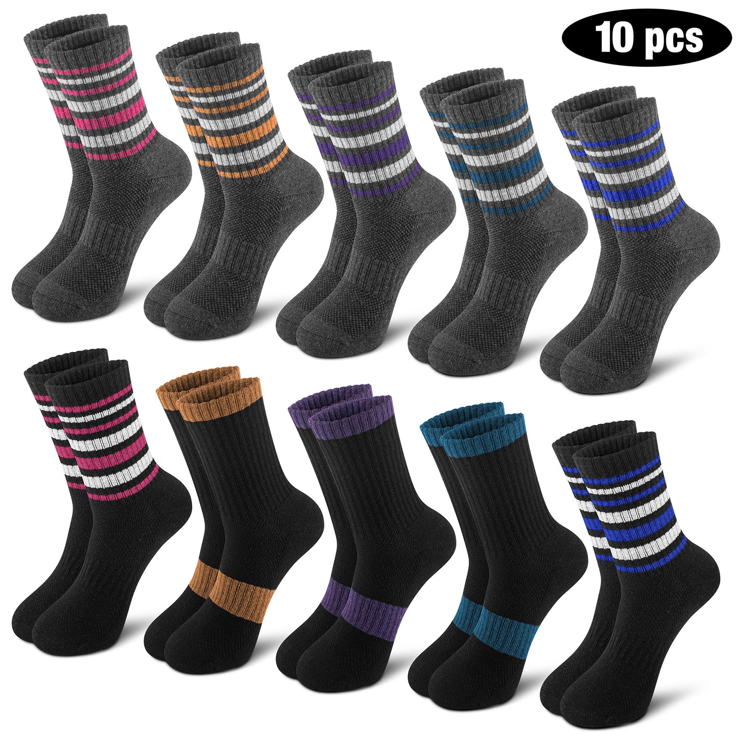 Loritta Wool Hiking Socks for Women Thermal Winter Warm Boot Work Cushion Socks 10 Pairs