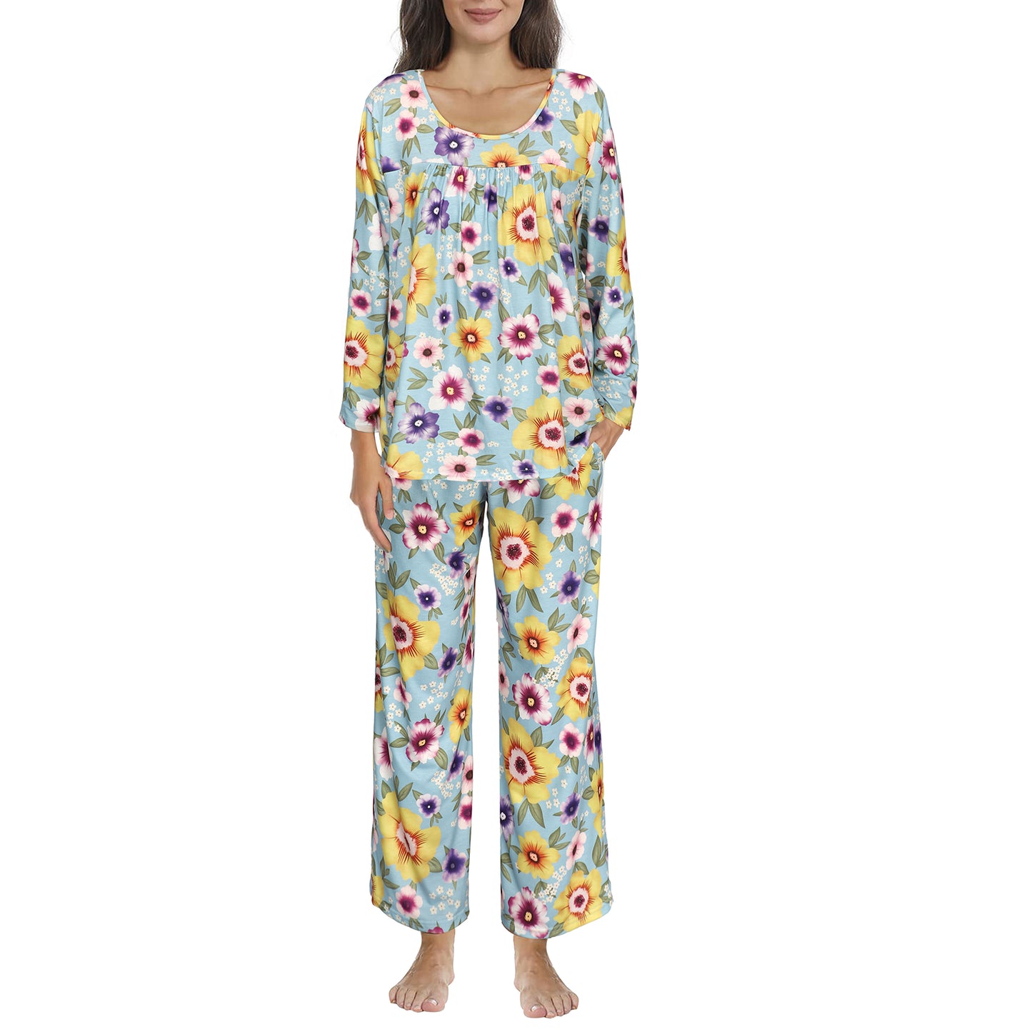 Loritta Womens Pajama Sets 2 Piece Loungewear Long Sleeve Shirts and Pants Pjs Sleepwear with Pockets