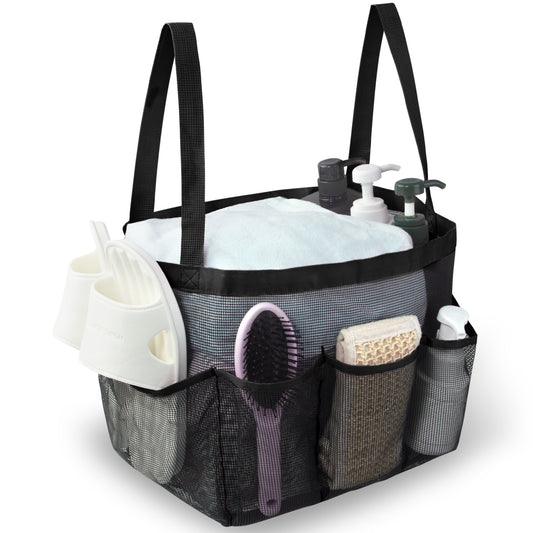 Loritta XL Mesh Shower Caddy Portable with 8 Pockets Large Capacity Quick Dry Dorm Shower Tote Bag