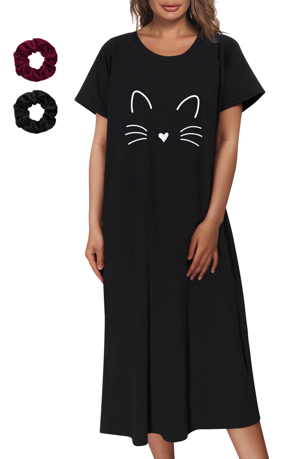 Loritta Women's Nightgown Soft Print Nightshirts for Women Short Sleeve Sleepwear