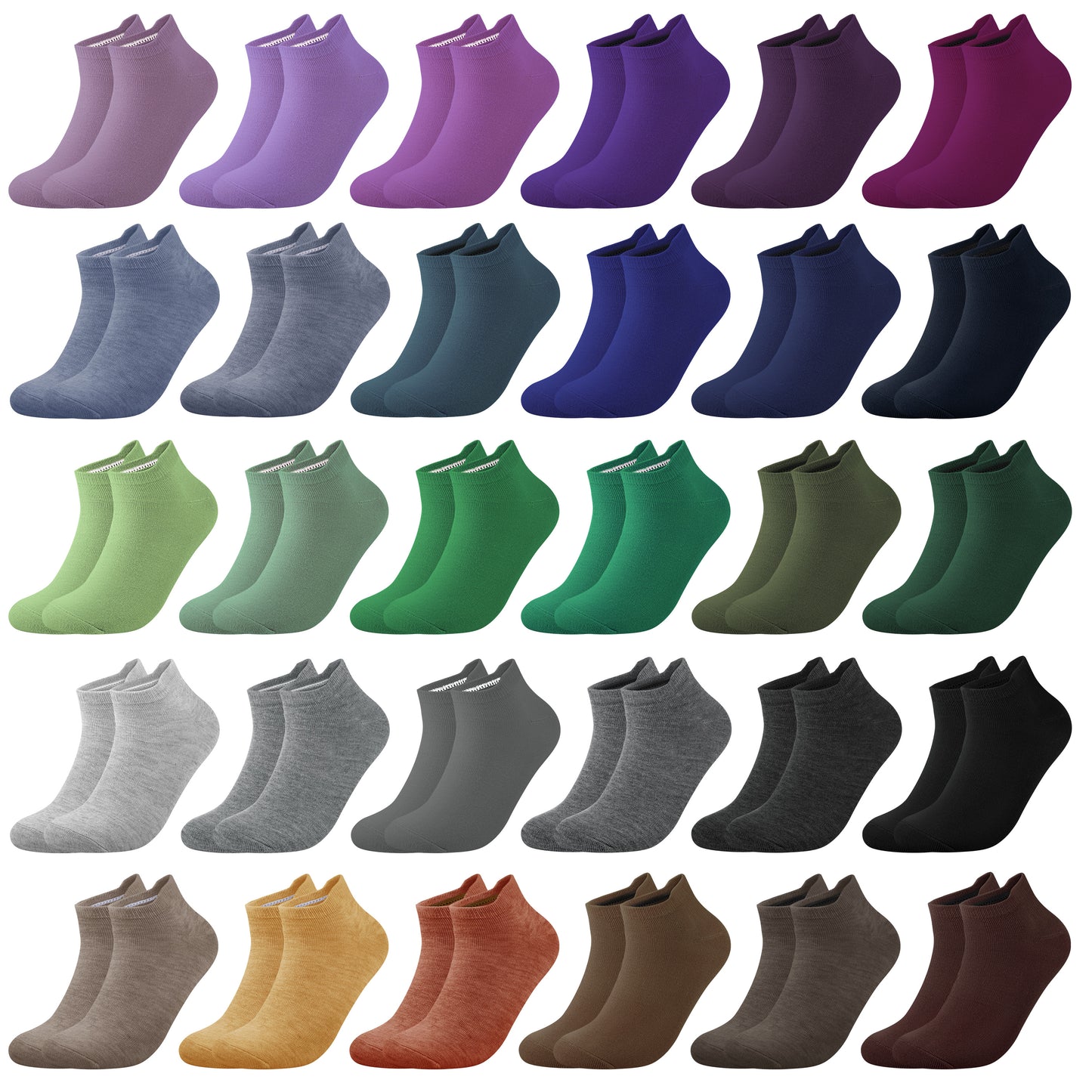 Loritta 30 Pairs Ankle Socks for Women Low Cut, No Show Casual Socks Colorful Bulk Pack, size 8-10