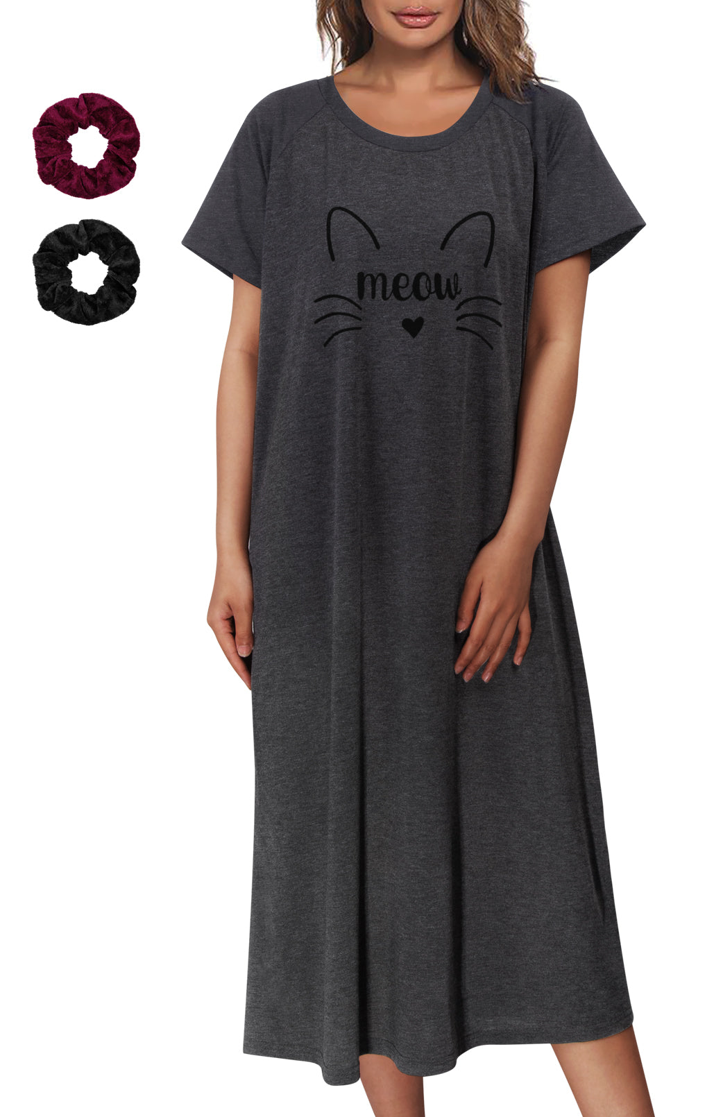 Loritta Women's Nightgown Soft Print Nightshirts for Women Short Sleeve Sleepwear