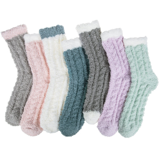 Loritta 7 Pairs Womens Fuzzy Socks Soft Winter Warm Cozy Fluffy Soft Slipper Socks Gifts