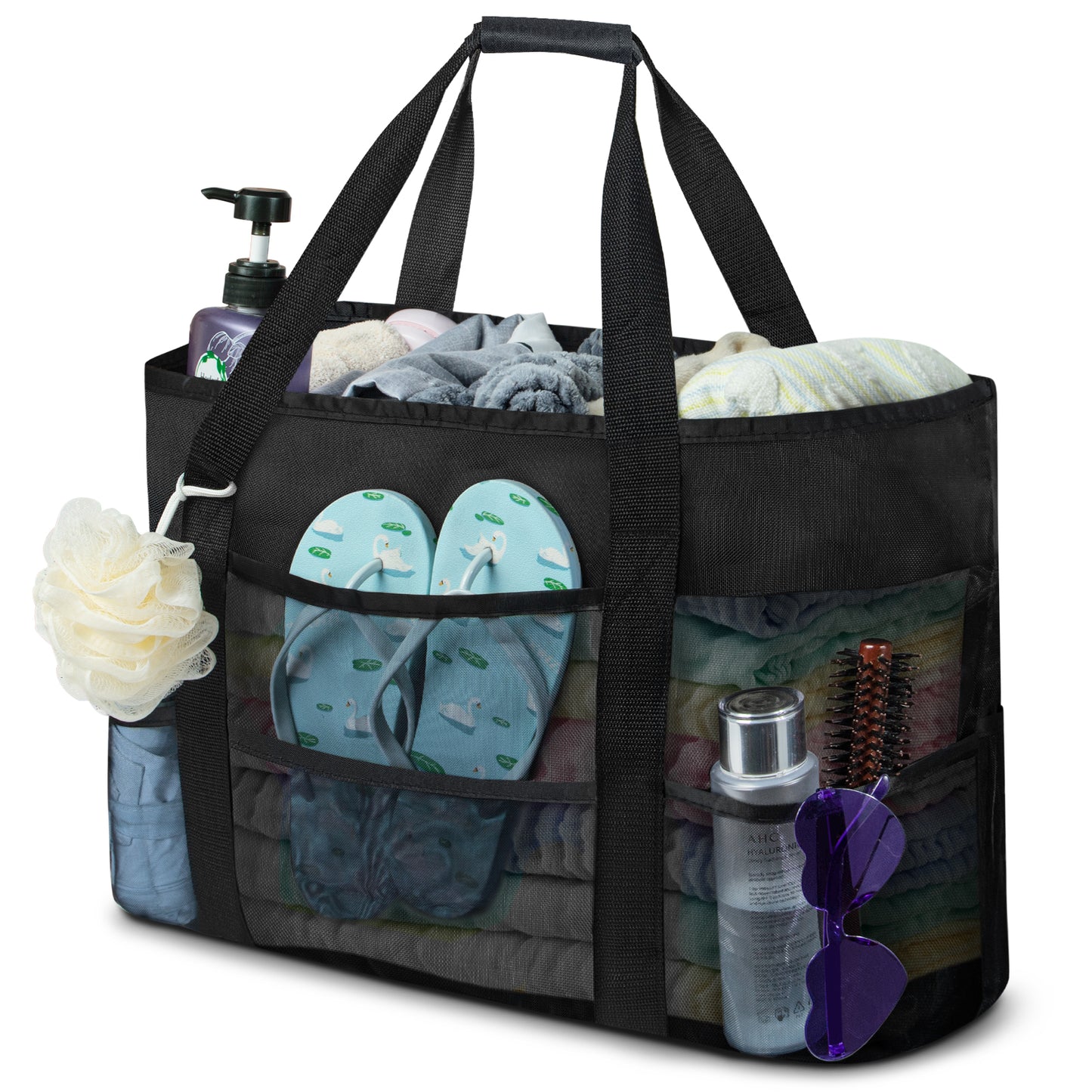 Loritta Mesh Beach Tote Oversized Waterproof with Inner Pocket Extra Large Beach Bag 24x14.6x7.5