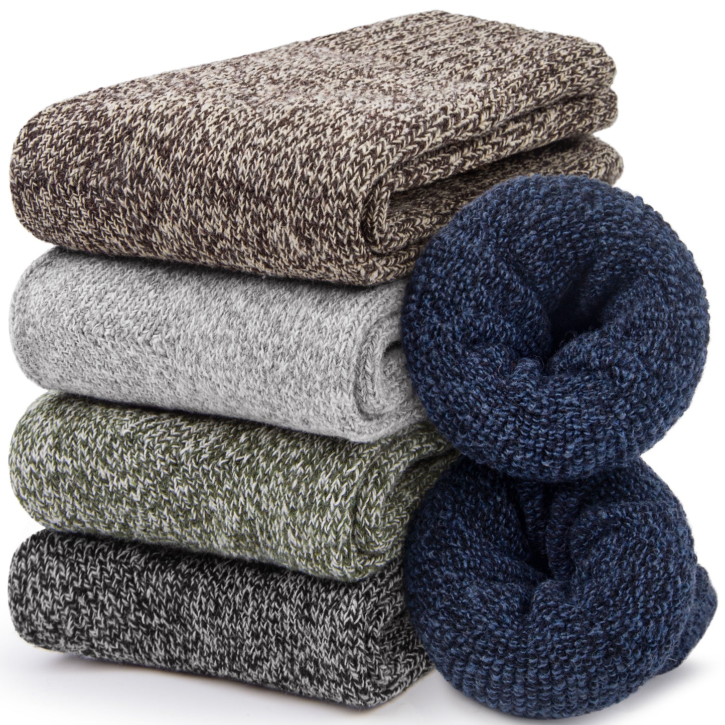 Loritta 5 Pairs Womens Wool Socks Thick Warm Winter Vintage Knit Thermal Gifts