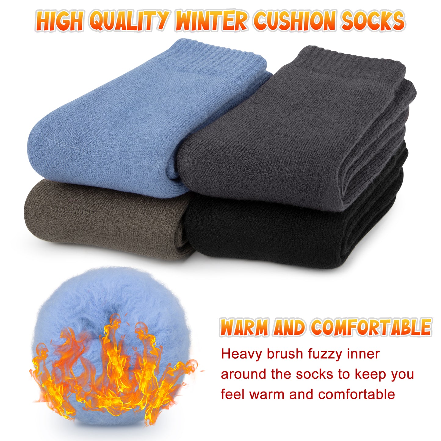 Loritta 4 Pairs Thermal Socks for Women Winter Thick Warm Heated Boot Crew Socks