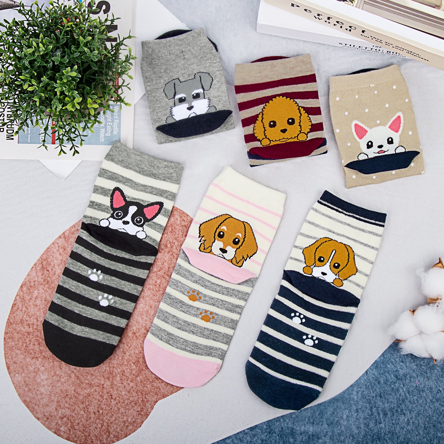 Loritta Womens Cute Socks Dog Cat Novelty Animal Socks Girl Cartoon Cotton Casual Crew Funny Socks Gifts
