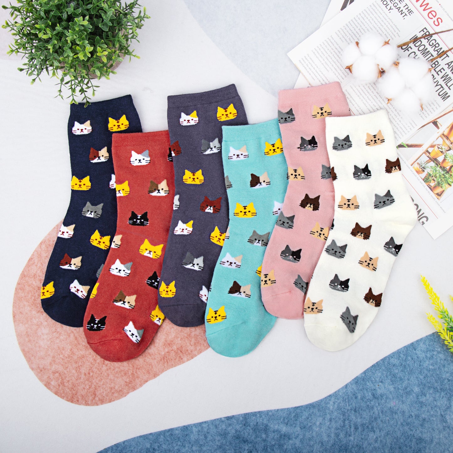 Loritta Womens Cute Socks Dog Cat Novelty Animal Socks Girl Cartoon Cotton Casual Crew Funny Socks Gifts