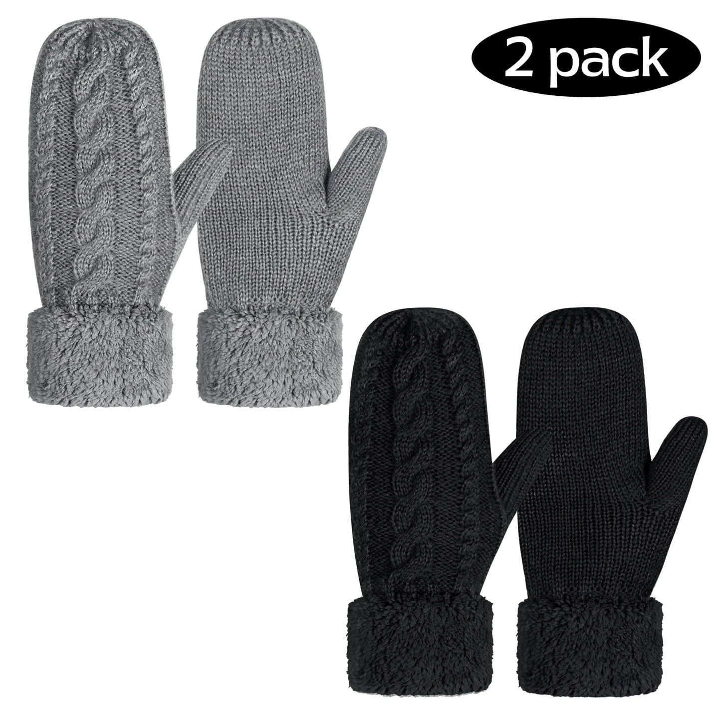 Loritta Winter Gloves Warm Wool Knit Flip Fingerless Gloves Mittens for Women Gifts