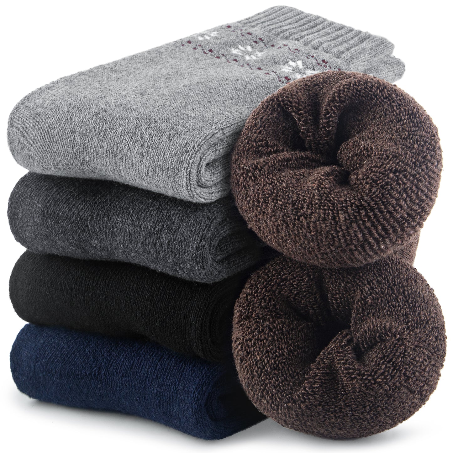 Loritta 5 Pairs Womens Wool Socks Vintage Warm Winter Socks Thick Cozy Socks Knit Casual Crew Socks Gifts for Women