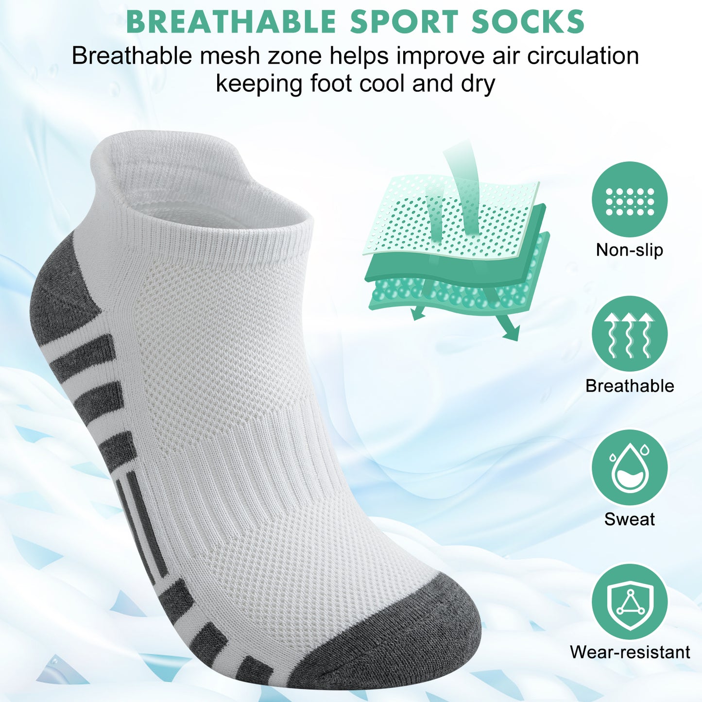 Loritta 12 Pairs Mens Ankle Athletic Running Socks, Cushioned Breathable Low Cut Sports Tab Socks for Men