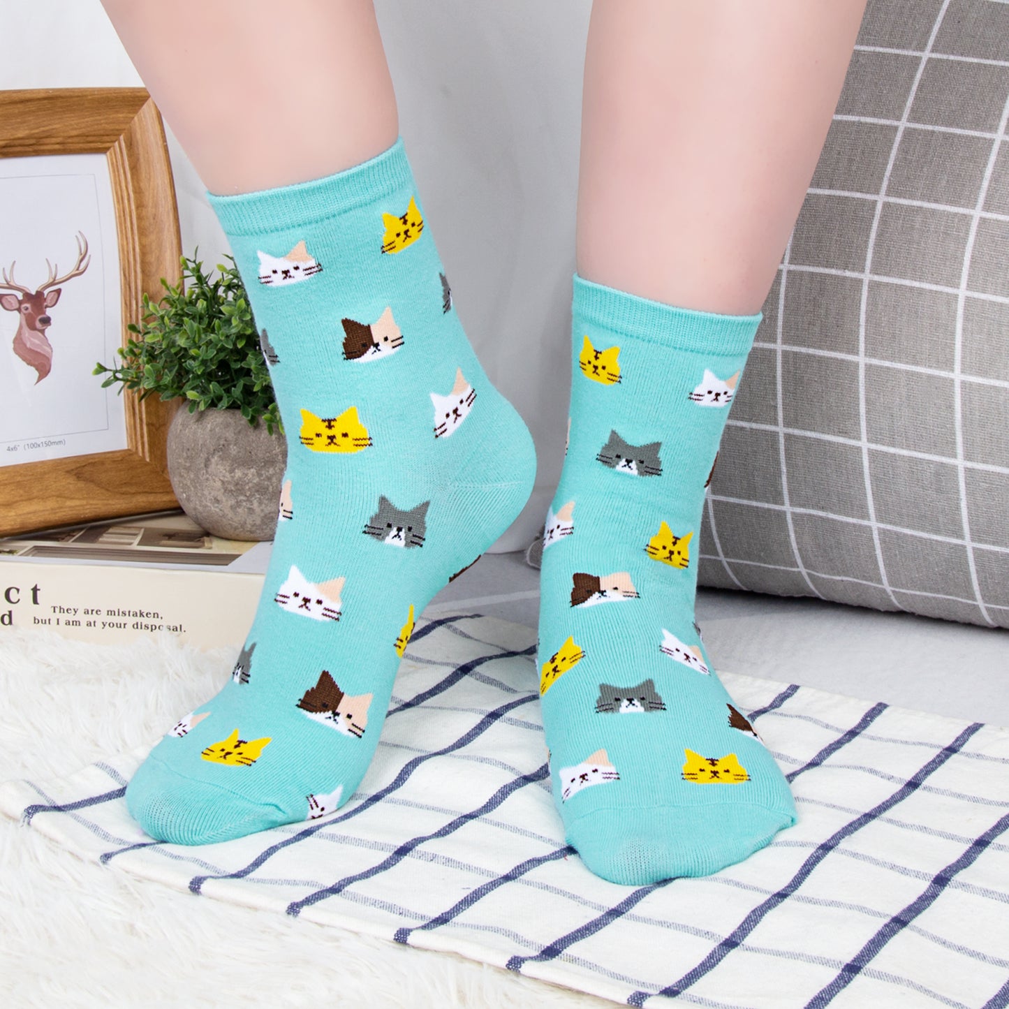 Loritta Womens Cute Socks Dog Cat Novelty Animal Socks Girl Cartoon Cotton Casual Crew Funny Socks Gifts