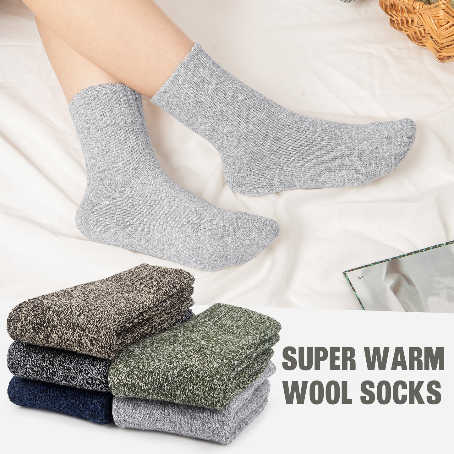 Loritta 5 Pairs Womens Wool Socks Thick Warm Winter Vintage Knit Thermal Gifts