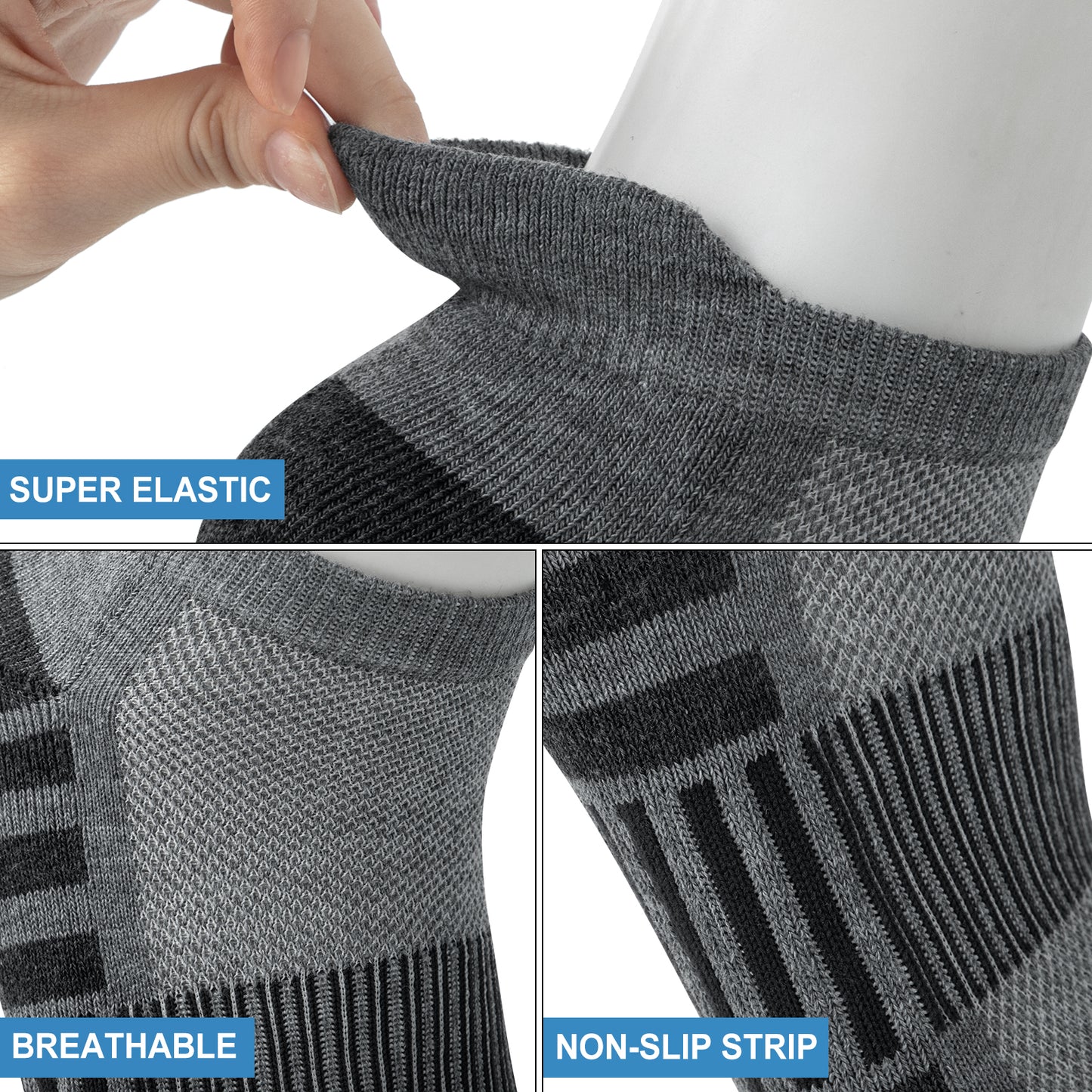 Loritta 12 Pairs Mens Ankle Athletic Running Socks, Cushioned Breathable Low Cut Sports Tab Socks for Men