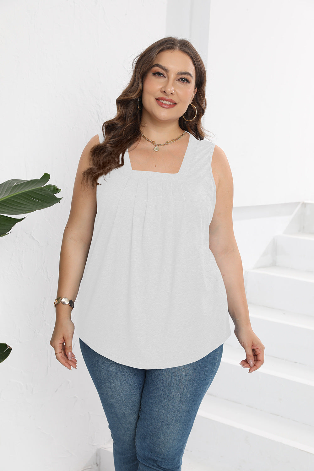 Oryer Womens Plus Size Tank Tops Sleeveless Tunic Blouses Loose Fit Tops