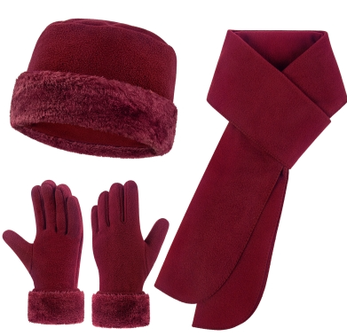 Loritta Women's Warm Fleece Winter Women's Hat and Glove Set Hats Gloves Scarves for Women