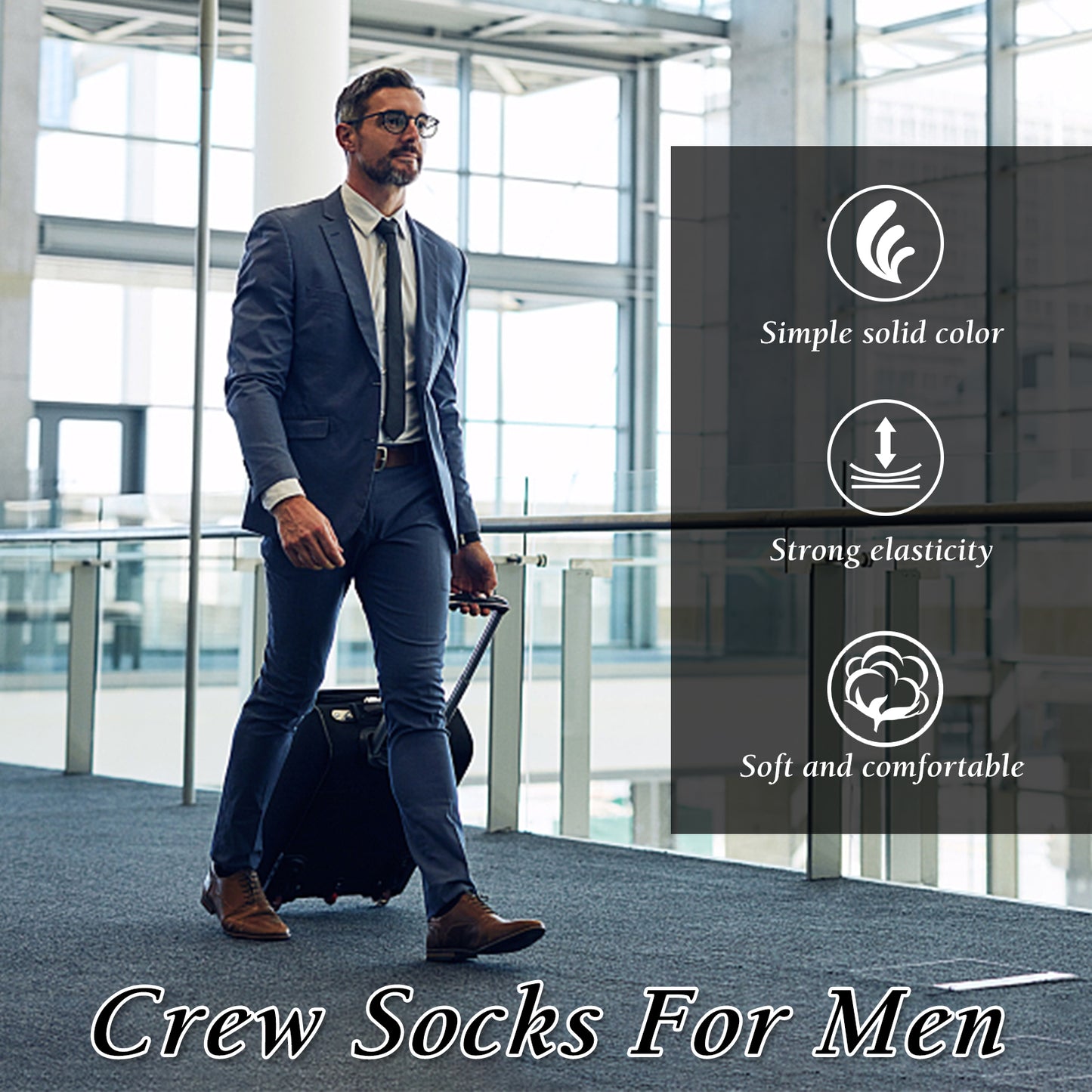 loritta 6 Pairs Mens Cotton Socks Solid Running Casual Crew Athletic Dress Socks for Men