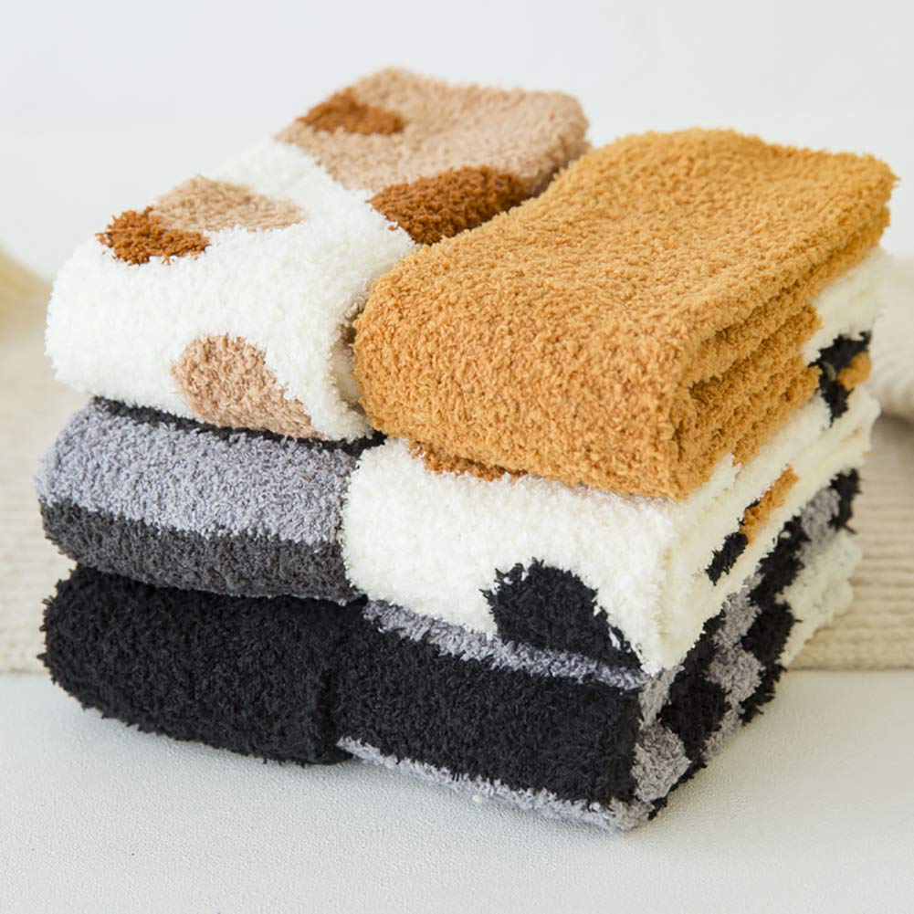 Loritta 6 Pairs Womens Fuzzy Socks Soft Winter Warm Cozy Fluffy Soft Slipper Socks Gifts