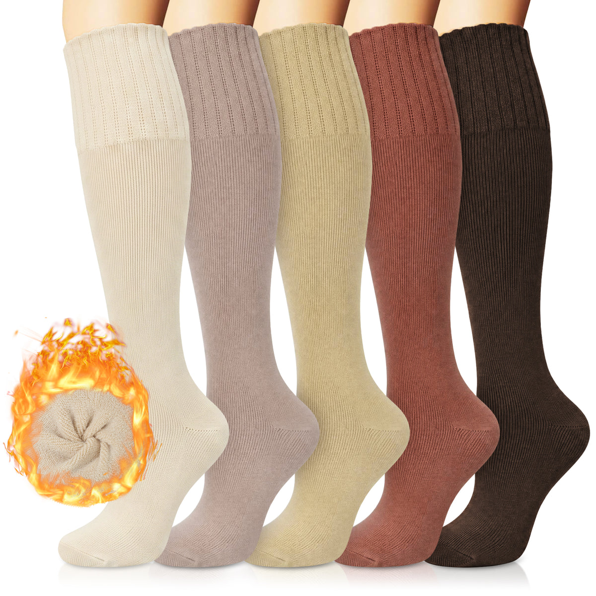 Loritta Women's Knee High Socks, Thick Cable Knit Warm Winter Boot Stockings, Size 6-9