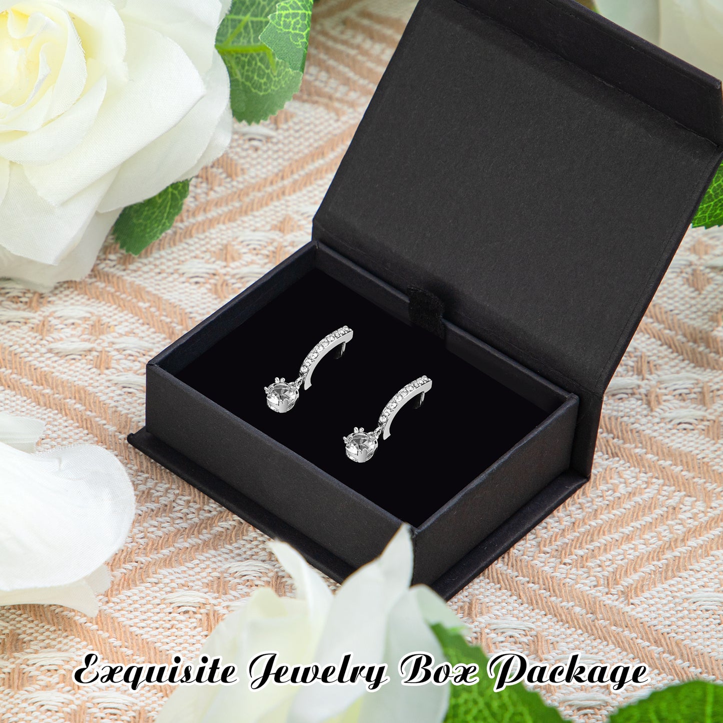 Loritta 18k White Gold Plated Dangling Earrings Gewelry with Swarovski Crystals Best Gift for Mother's Day