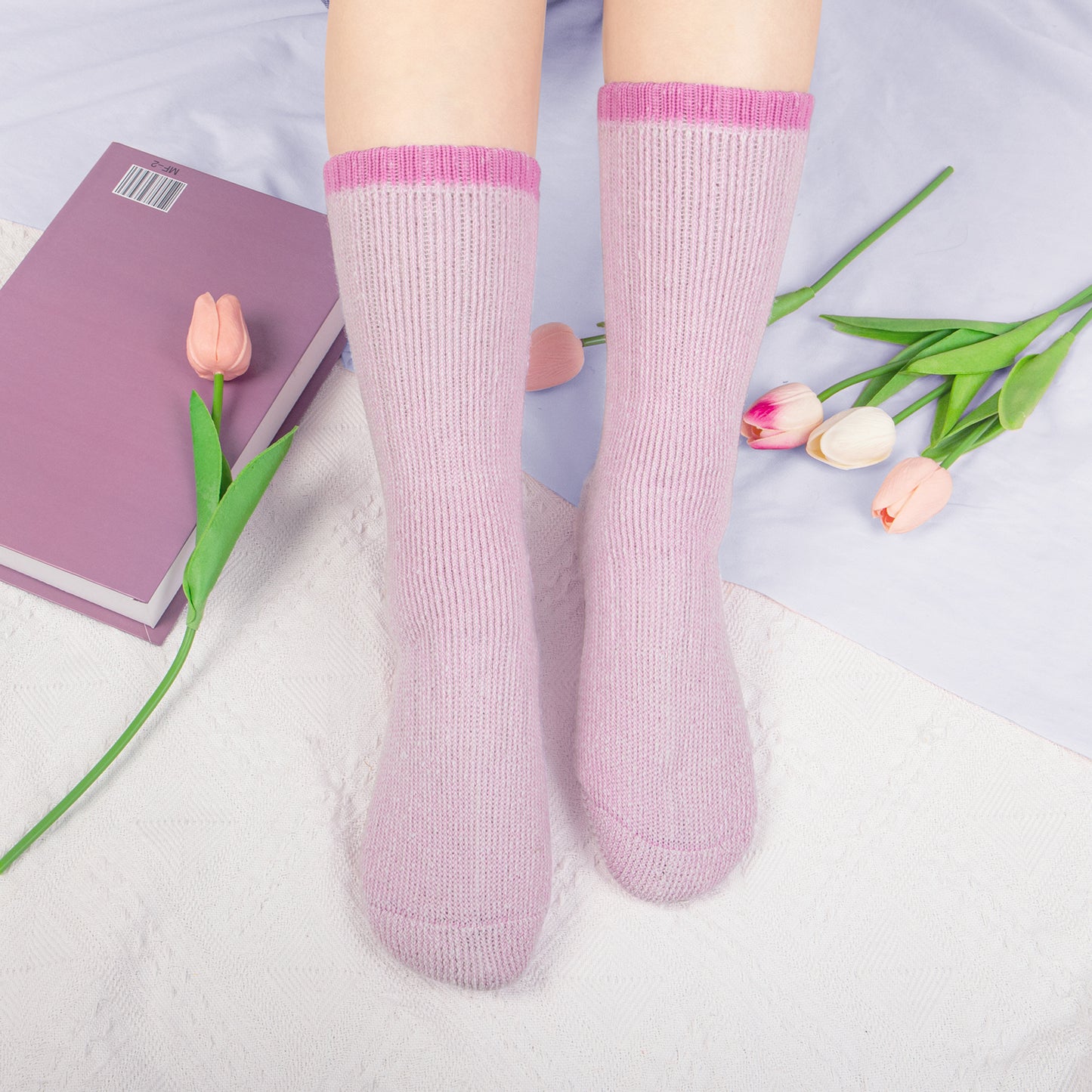 Loritta 80% Merino Wool Socks for Women Warm Mid-Calf Thermal 3 Pairs