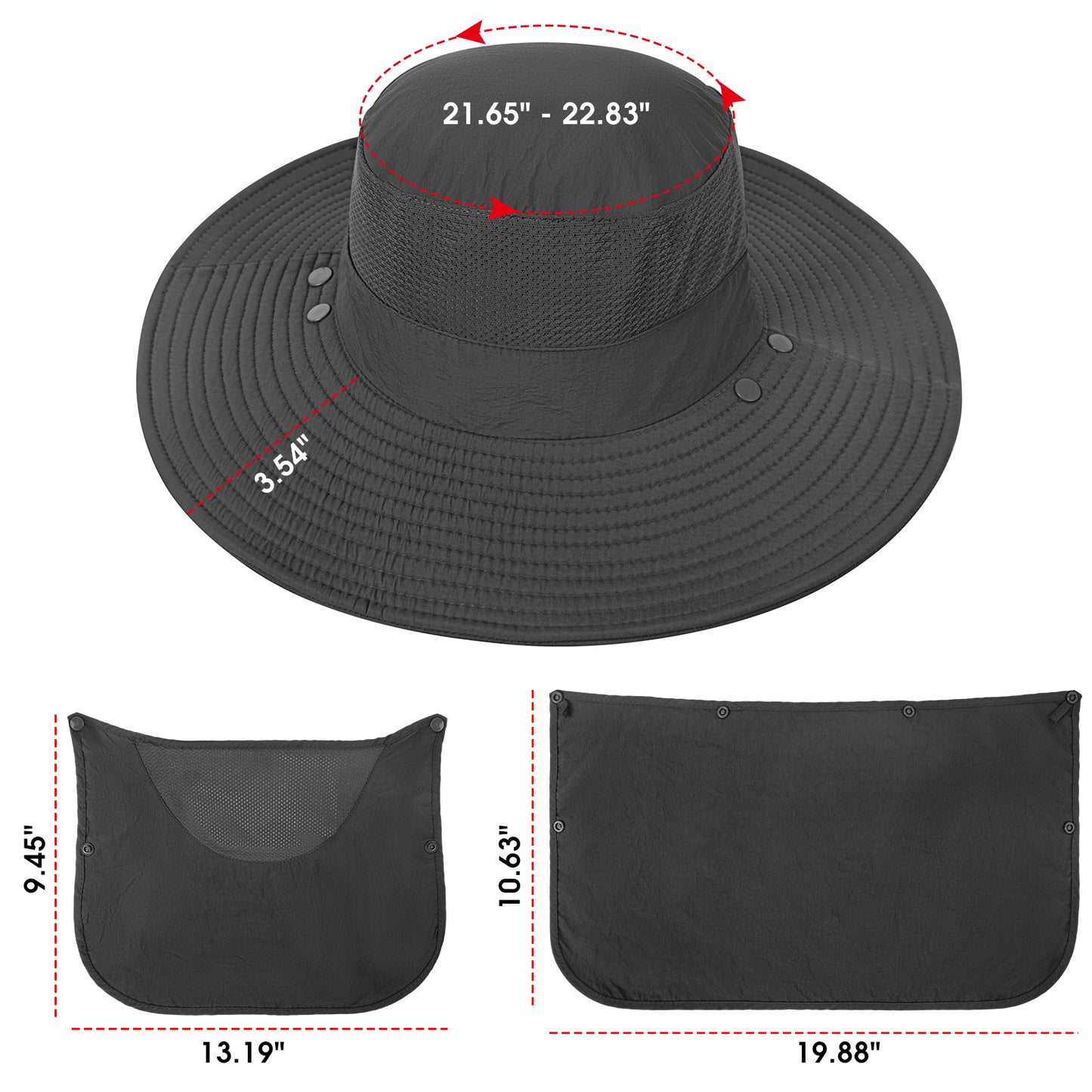 Loritta Sun Hat for Men and Women, Retractable Wide Brim Fishing Hats UPF 50+ Multi-Function Sun Protection Visor Cap Summer Travel Beach Hat