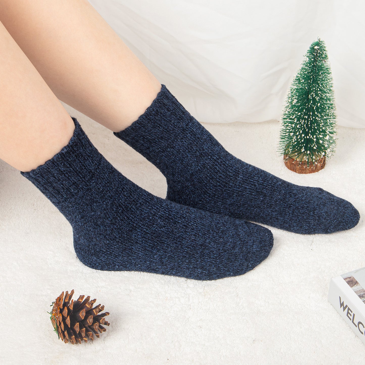 Loritta 5 Pairs Womens Wool Socks Thick Warm Winter Vintage Knit Thermal Gifts