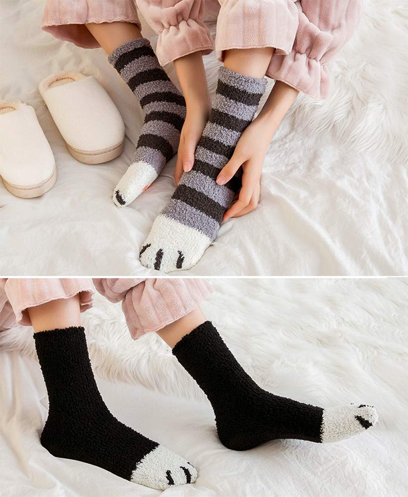 Loritta 6 Pairs Womens Fuzzy Socks Soft Winter Warm Cozy Fluffy Soft Slipper Socks Gifts