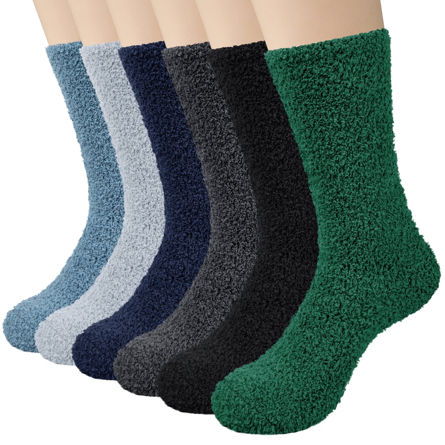 Loritta 6 Pairs Men Fuzzy Socks Warm Soft Fluffy Winter Slippers Socks