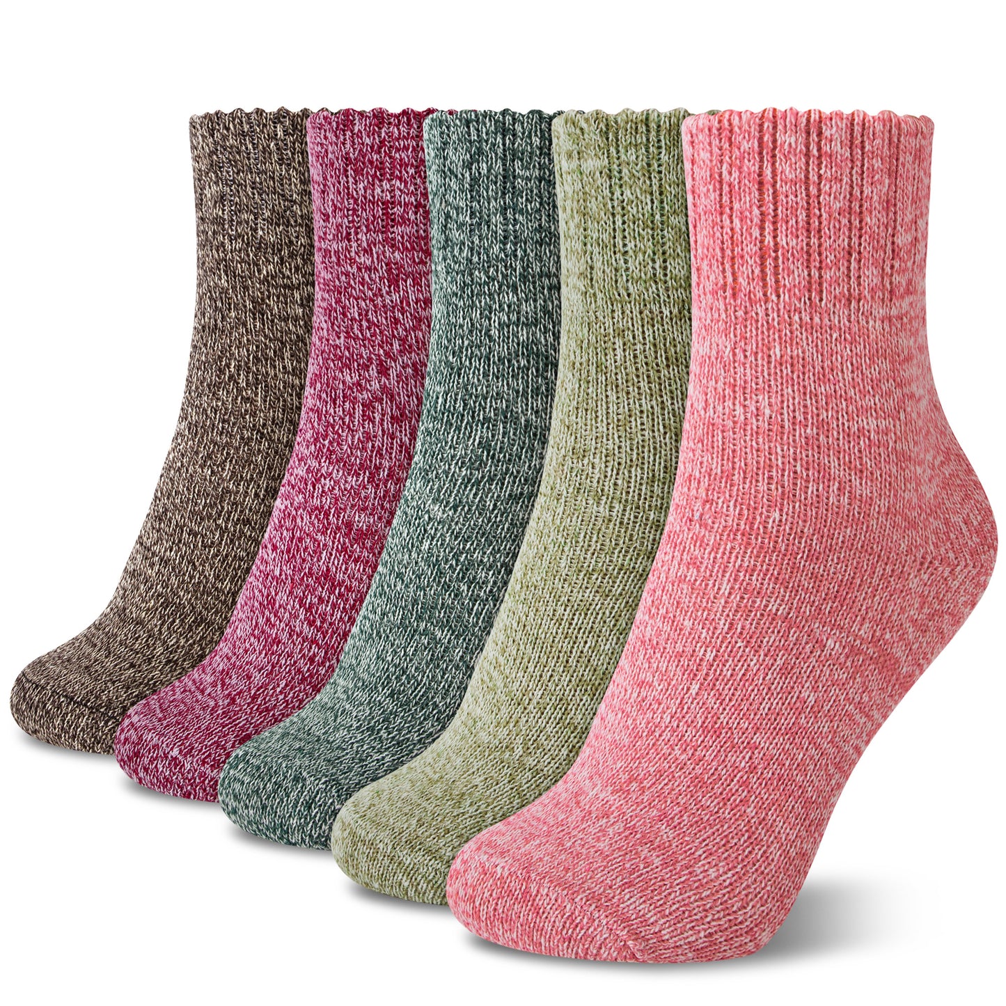Loritta 5 Pairs Womens Wool Socks Thick Warm Winter Vintage Knit Thermal Gifts