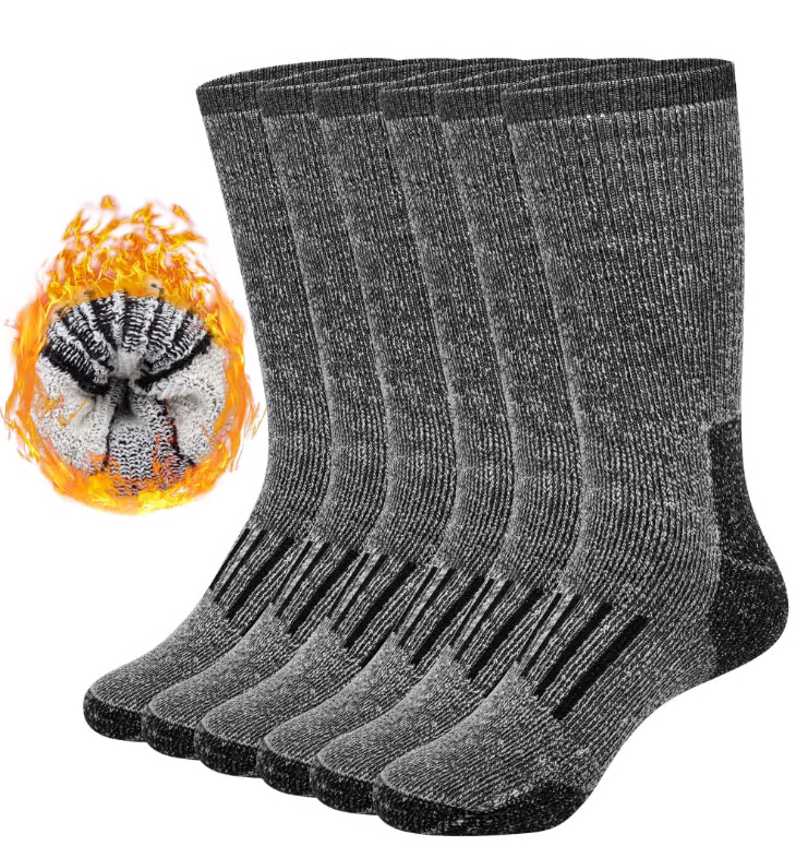 Loritta 3 Pairs 80% Merino Wool Hiking Socks for Men Women Warm Boot Thermal Hiking Cushion Crew Socks Size 9-12