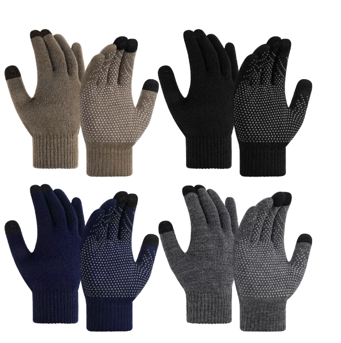 Loritta 4 Pair Winter Cycling Touch Screen Gloves Bike Elastic Cuff Gloves Warm Knit Women for Outdoor