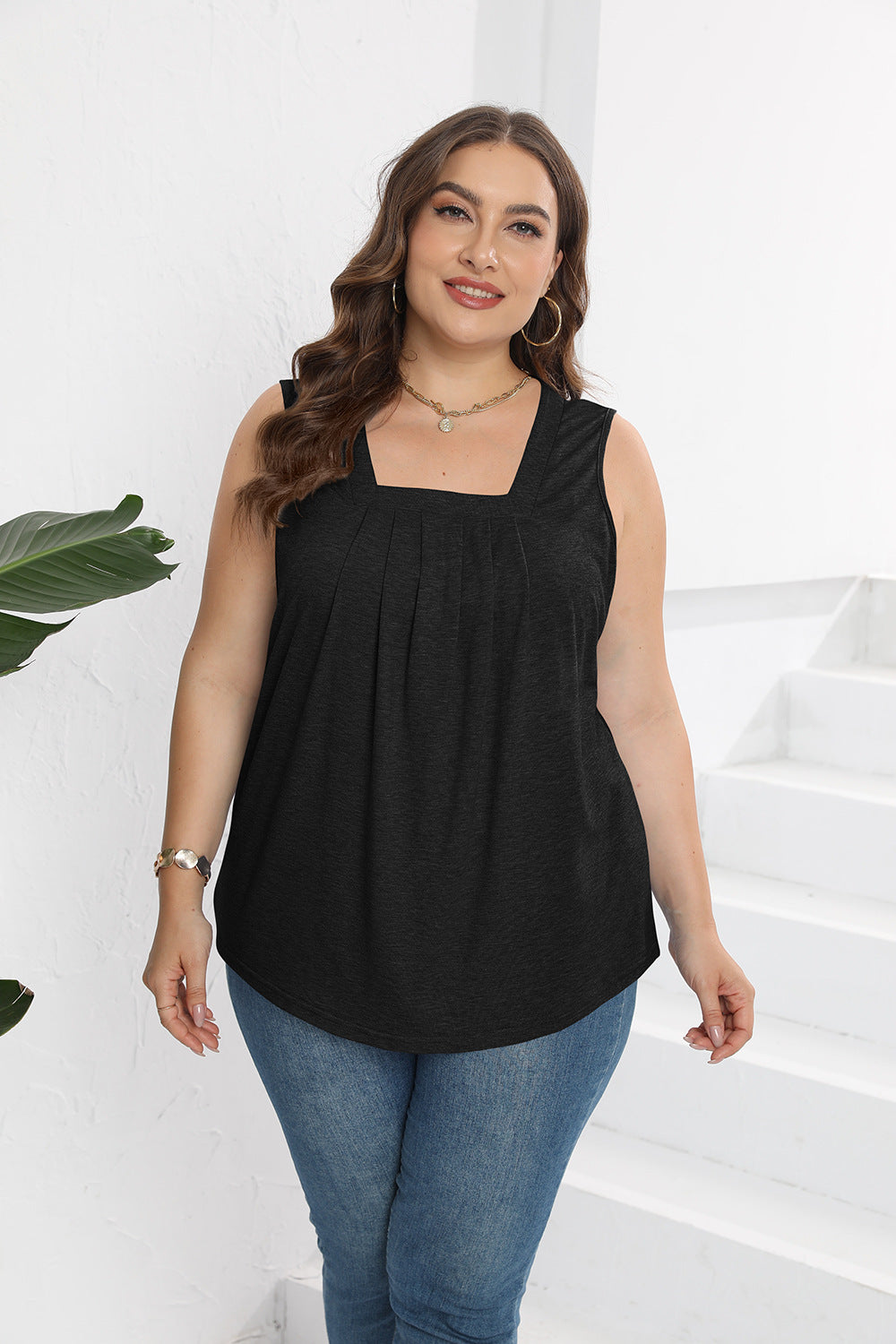 Oryer Womens Plus Size Tank Tops Sleeveless Tunic Blouses Loose Fit Tops