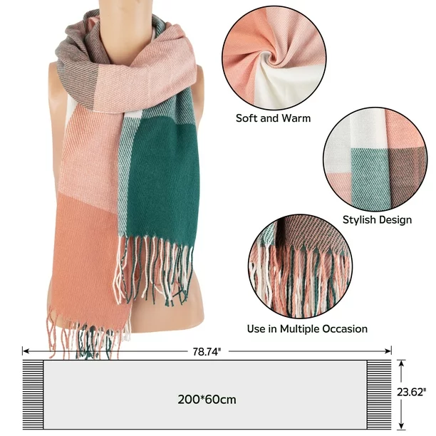 Loritta Winter Scarfs for Women, Plaid Warm Shawl and Wraps Scarves One Size