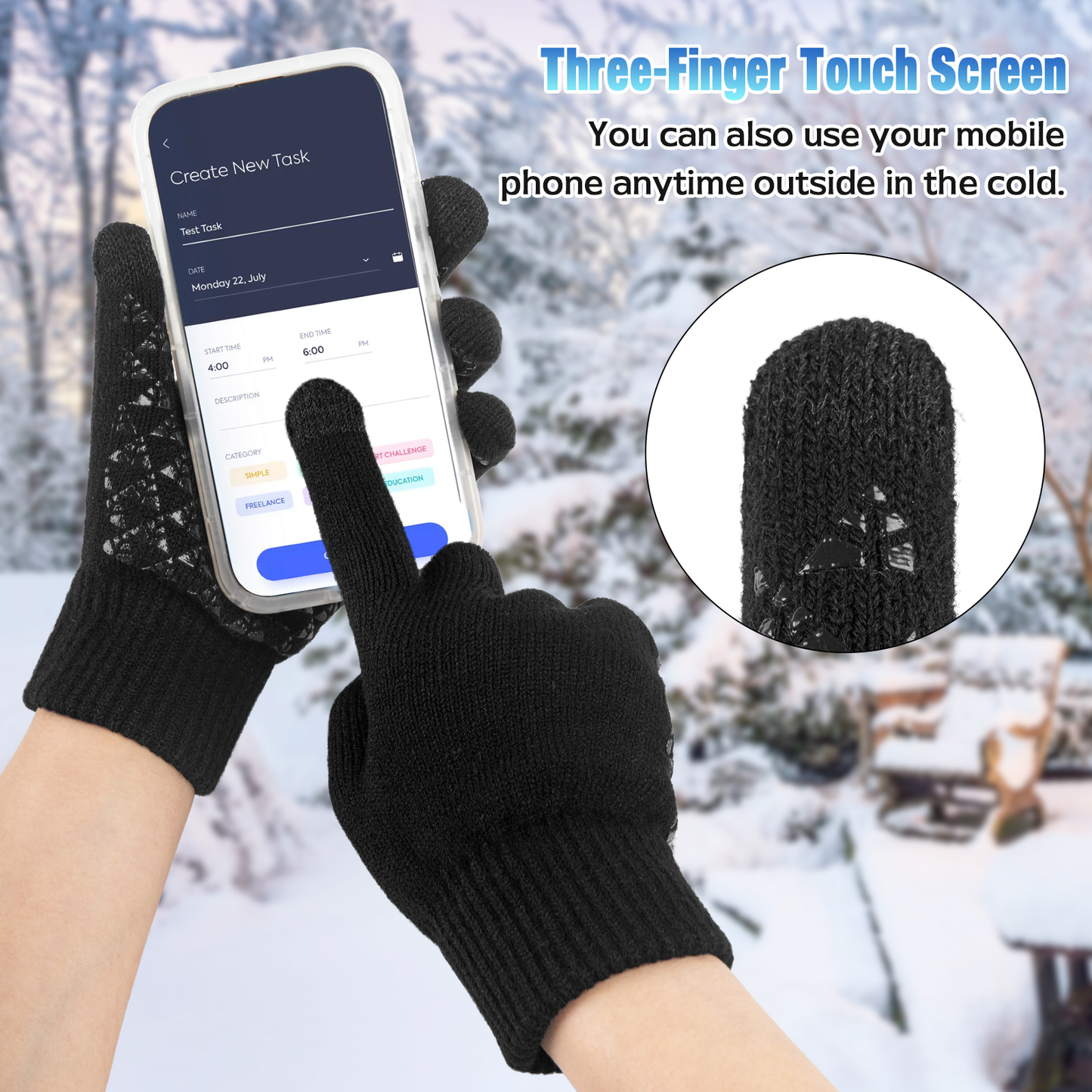 Loritta 4 Pair Winter Cycling Touch Screen Gloves Bike Elastic Cuff Gloves Warm Knit Women for Outdoor